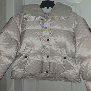 Michael Kors Light Pink Logo Puffer Jacket